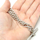 Pocket Watch Chain - Victorian Sterling Silver English Hallmark Curb Links Necklace - Antique Circa 1890s Era Fine Unisex Statement Jewelry