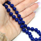 Vintage Beaded Necklace - Retro Sterling Silver Blue Round Glass Beads - Circa 1960s Era 17" Inch Statement Fashion Accessory 60s Jewelry