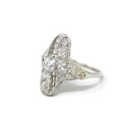 Art Deco Shield Ring - Vintage Platinum Natural Genuine Diamond Statement Filigree - Antique 1920s Era Size 6 1/4 Handmade Fine 20s Jewelry