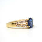 Sapphire & Diamond Ring - Modern 18k Yellow Gold Natural Gemstones Split Shank Engagement - Estate Circa 2000's Era Size 4 1/4 Fine Jewelry