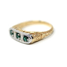 Emerald Two Tone Band - Modern 14k Yellow White Gold Natural Genuine Round Green Gemstones - Estate Circa 2000s Size 5 Stacking Fine Jewelry