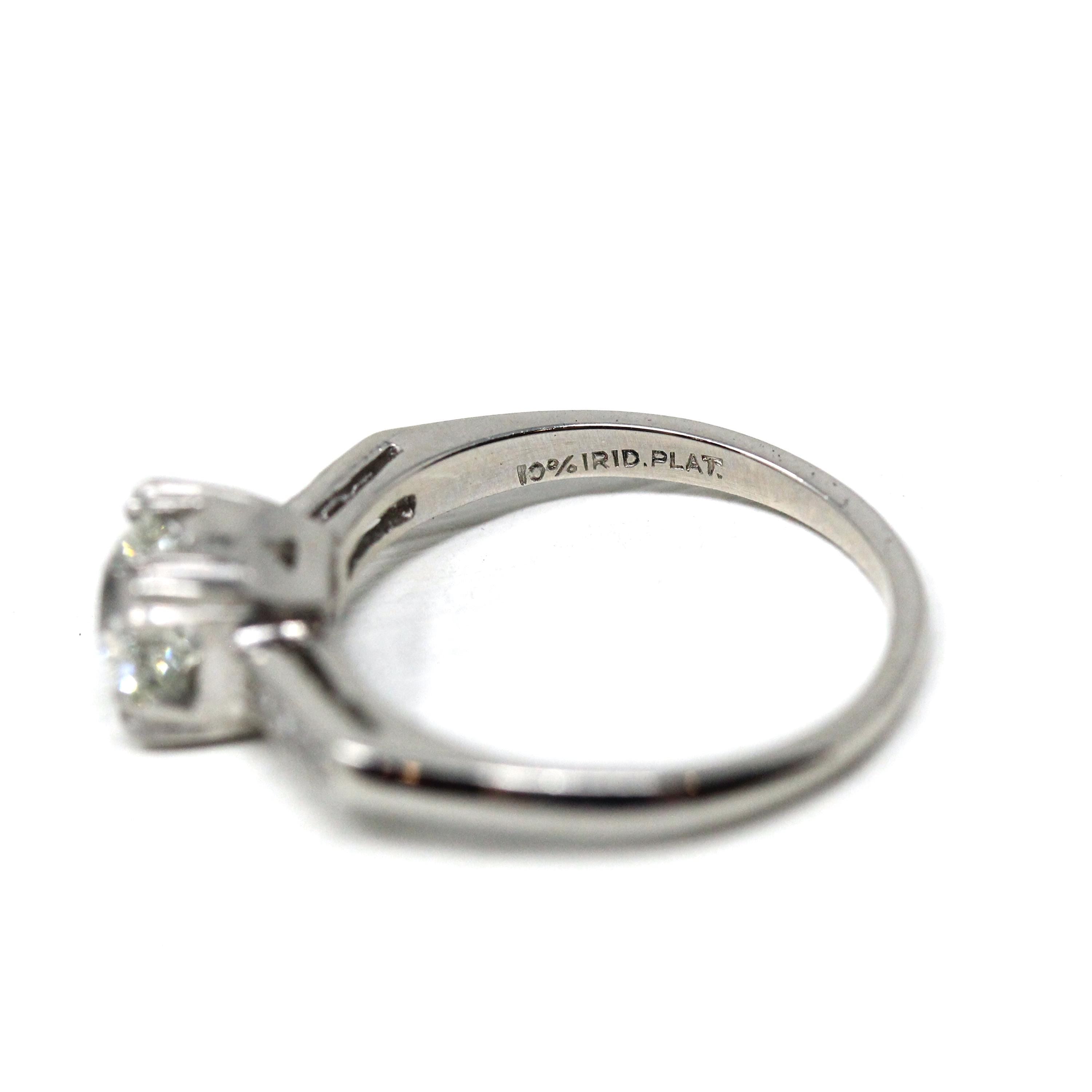 Vintage Engagement Ring - Platinum Old European Cut Natural Diamonds Wedding Bridal - Mid Century 1950s Size 4 3/4 GIA Report Fine Jewelry