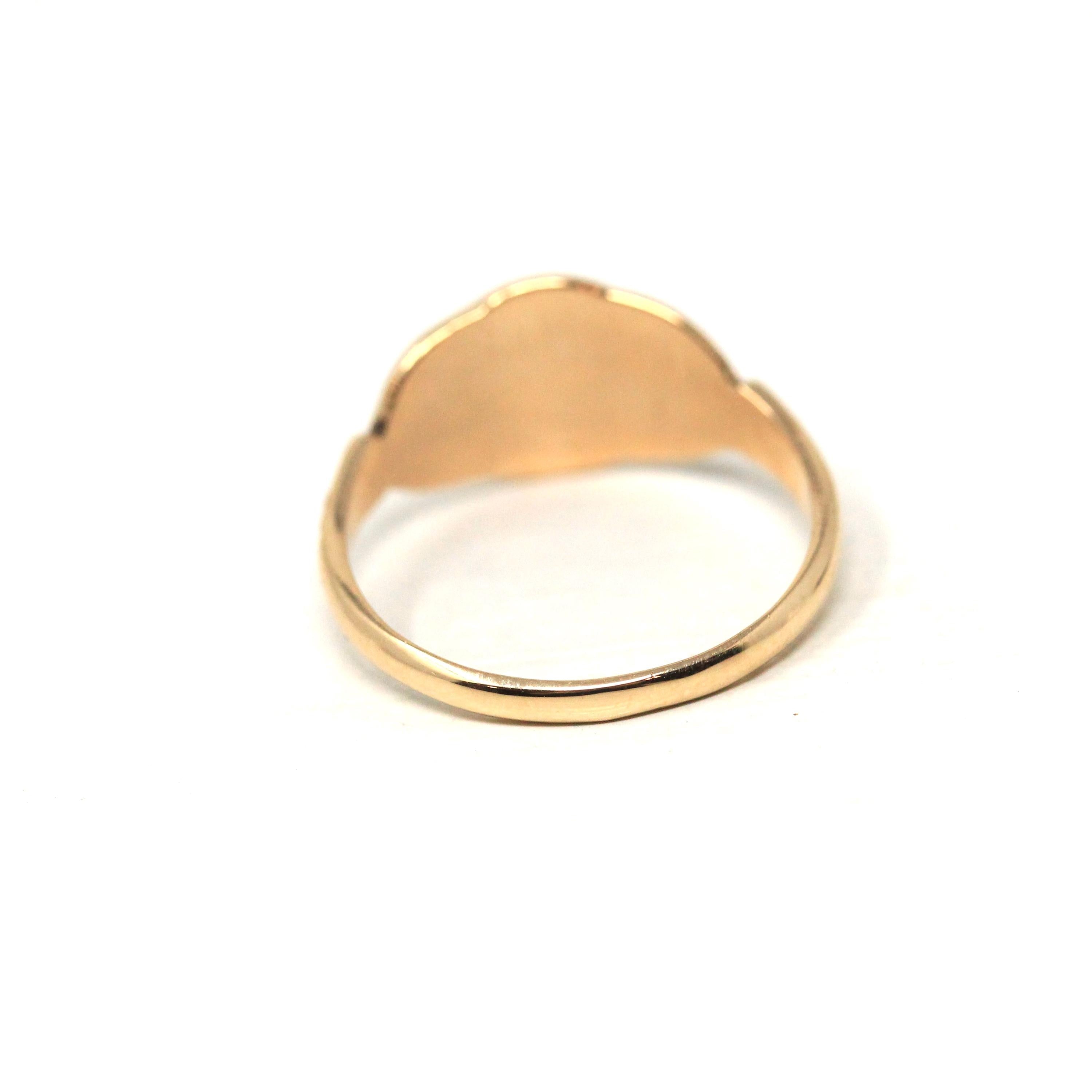 Antique "L" Signet Ring - Edwardian 10k Yellow Gold Engraved Single Letter Initial Pinky Midi - Vintage Circa 1910s Children's Fine Jewelry