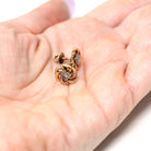 Vintage Pinwheel Earrings - Retro 10k Yellow & White Gold Natural Diamond Flower Screwback Studs - Circa 1940s Era Pierced Fine 40s Jewelry