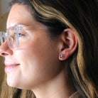 Vintage Pinwheel Earrings - Retro 10k Yellow & White Gold Natural Diamond Flower Screwback Studs - Circa 1940s Era Pierced Fine 40s Jewelry