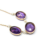 Antique Amethyst Necklace - Vintage 9k Rose Gold Natural Faceted Purple Gemstone Cultured Pearl Necklace - Victorian Era 1890s Fine Jewelry