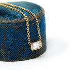 Emerald Cut Diamond Necklace - Modern 18k Yellow Gold Bezel Set Natural Genuine East West Station Pendant - Contemporary Charm Fine Jewelry