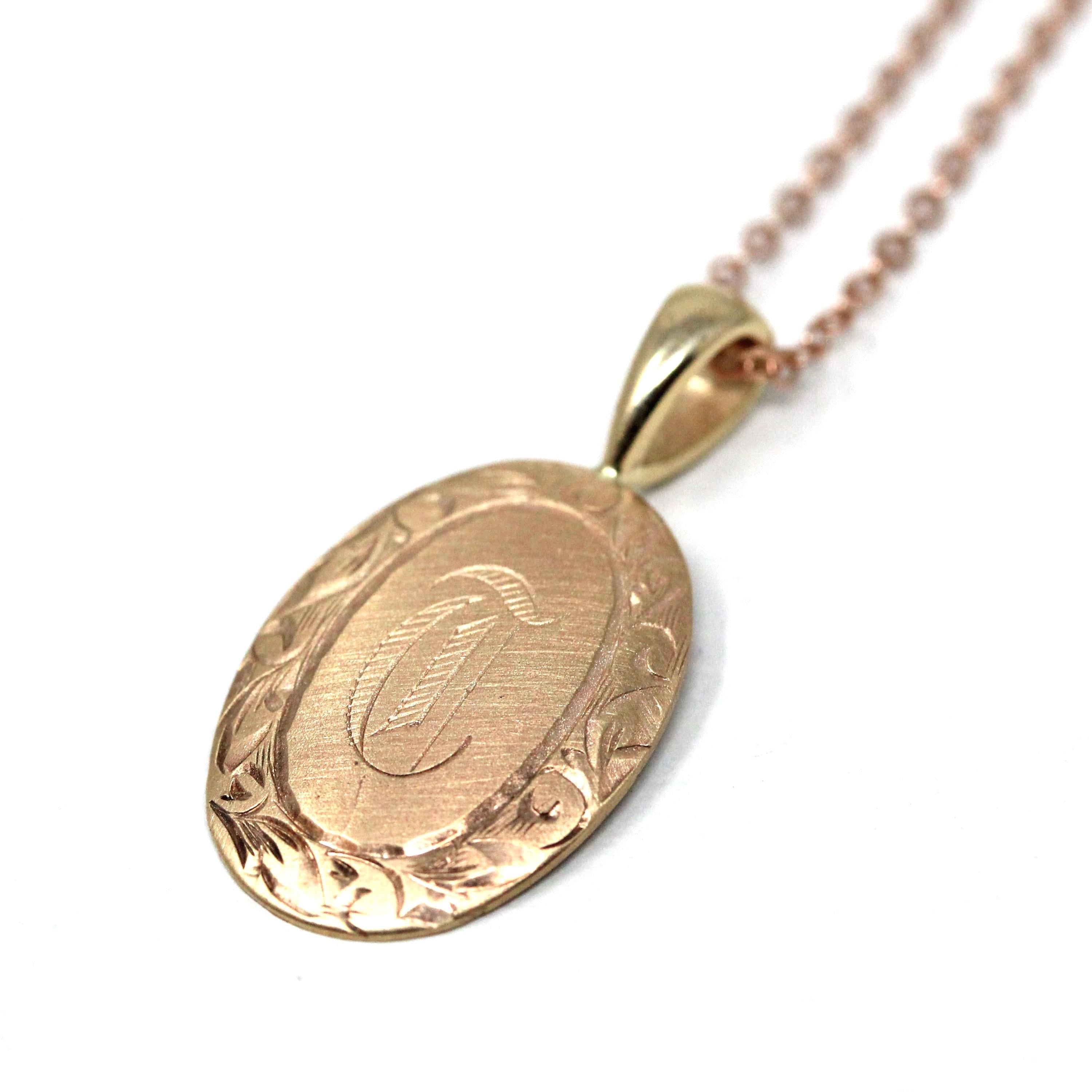 Antique Letter "T" Charm - Edwardian Era 10k Rose Gold Necklace Pendant - Circa 1910s Stick Pin Conversion Old English Initial Fine Jewelry