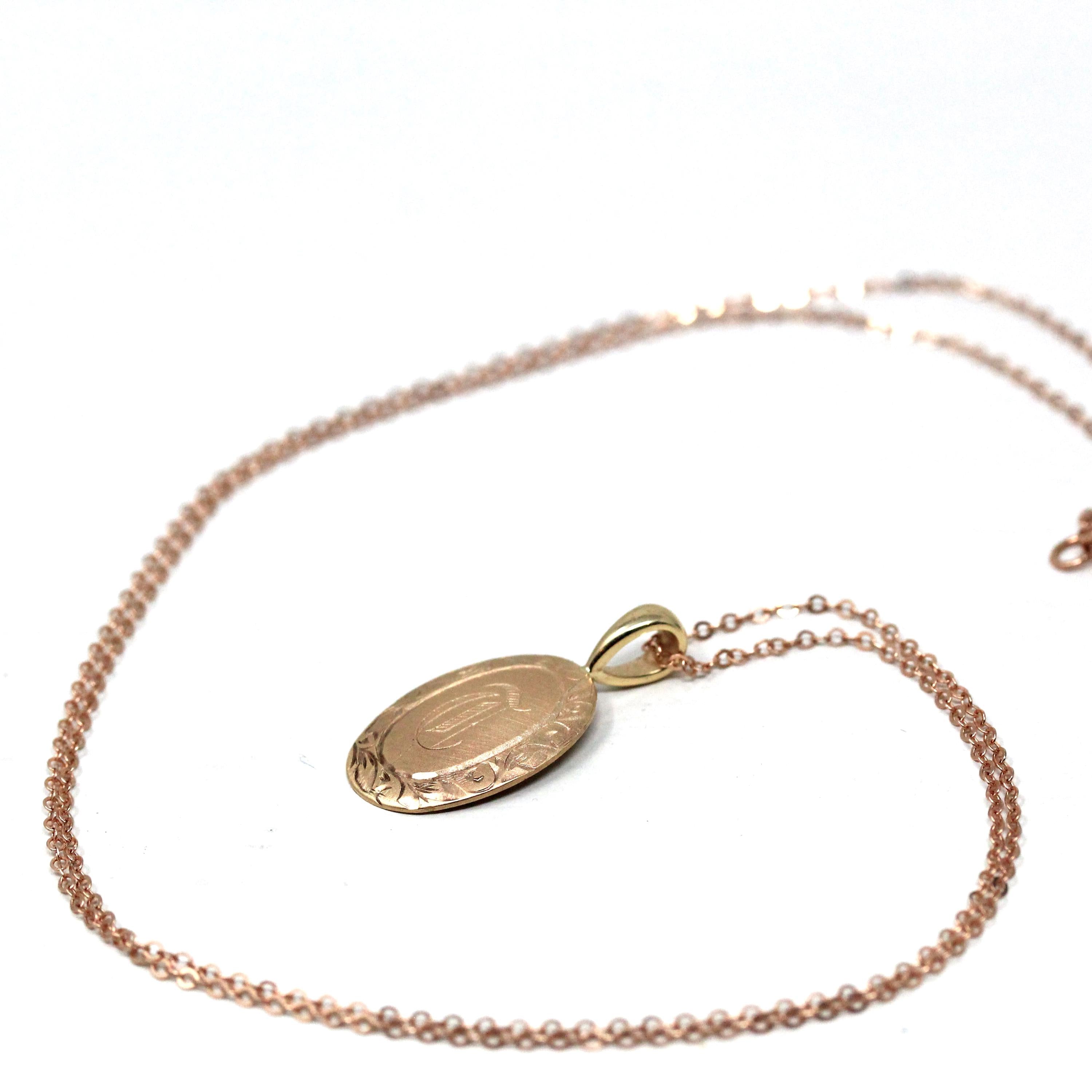 Antique Letter "T" Charm - Edwardian Era 10k Rose Gold Necklace Pendant - Circa 1910s Stick Pin Conversion Old English Initial Fine Jewelry