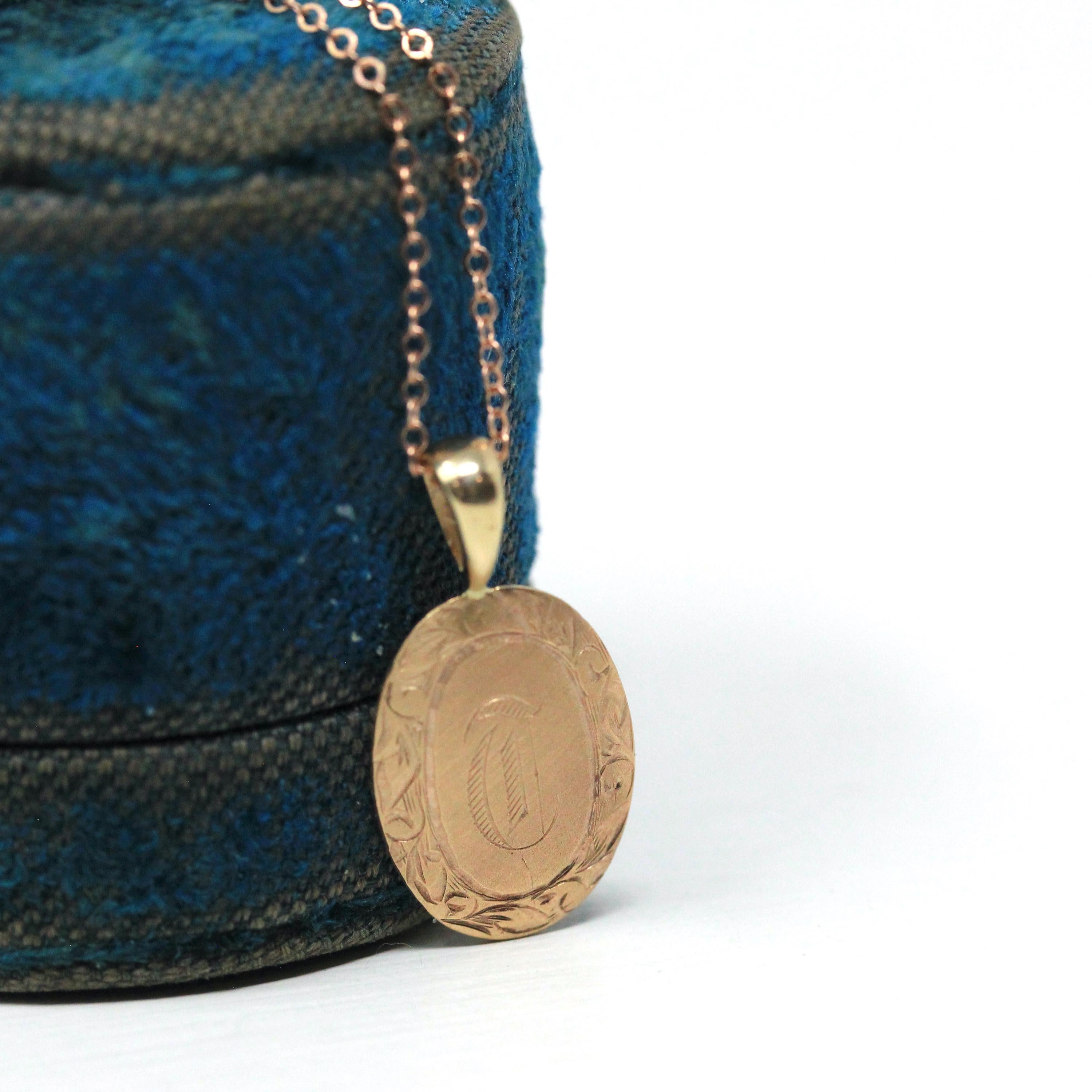 Antique Letter "T" Charm - Edwardian Era 10k Rose Gold Necklace Pendant - Circa 1910s Stick Pin Conversion Old English Initial Fine Jewelry