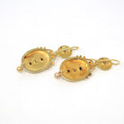 Victorian Etruscan Earrings - Antique 14k Yellow Gold Dangle Cultured Pearls - Vintage 1870s Ornate Revival Fine Bridal Wedding Jewelry