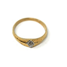 Diamond Pinky Ring - Retro 14k Yellow & White Gold Midi Baby Band Round Clear Gem - Vintage 1970s Era Size 1 3/4 April Birthstone Jewelry