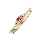 Created Ruby Brooch - Art Deco 10k Yellow & White Two Tone Gold Red Stone And Diamond Pin - Vintage 1930s Era Fine Statement Accessory