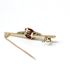 Created Ruby Brooch - Art Deco 10k Yellow & White Two Tone Gold Red Stone And Diamond Pin - Vintage 1930s Era Fine Statement Accessory