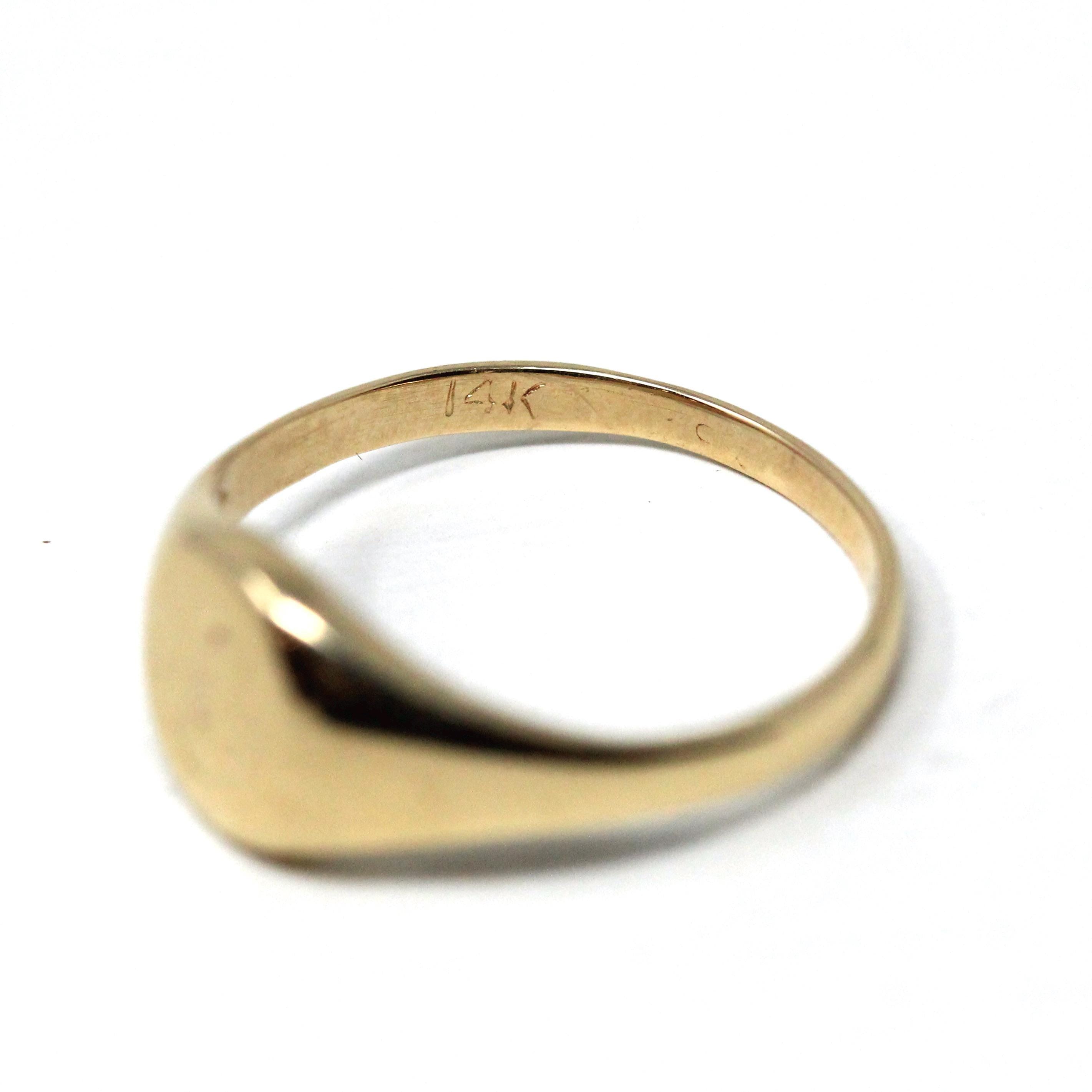 Letter "P" Ring - Retro 14k Yellow Gold Engraved Initial Signet Band - Vintage Circa 1970s Era Size 3 1/2 Pinky Midi Fine Children's Jewelry