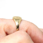 Letter "P" Ring - Retro 14k Yellow Gold Engraved Initial Signet Band - Vintage Circa 1970s Era Size 3 1/2 Pinky Midi Fine Children's Jewelry