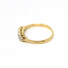 Edwardian Diamond Band - Antique 18k Yellow Gold Platinum .21 CTW Natural Gemstone Wedding Ring - Circa 1910s English Fine Stacking Jewelry