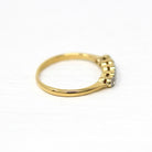 Edwardian Diamond Band - Antique 18k Yellow Gold Platinum .21 CTW Natural Gemstone Wedding Ring - Circa 1910s English Fine Stacking Jewelry