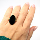 Vintage Onyx Ring - Retro 8k 333 Yellow Gold Oval Black Chalcedony Natural Gemstone - Circa 1970s Era Size 6 Statement Fine 70s Jewelry