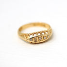 Antique Diamond Band - Edwardian 18k Yellow Gold Natural .05 CTW Five Stone Ring - Hallmark Date 1906 Chester England Fine Bridal Jewelry