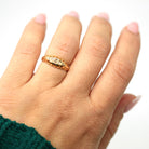 Antique Diamond Band - Edwardian 18k Yellow Gold Natural .05 CTW Five Stone Ring - Hallmark Date 1906 Chester England Fine Bridal Jewelry