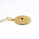 Vintage Taurus Pendant - Retro 14k Yellow Gold Astrological Zodiac Gemstone Talisman Charm - Circa 50s Roberts & Belk Fine Symbolic Jewelry