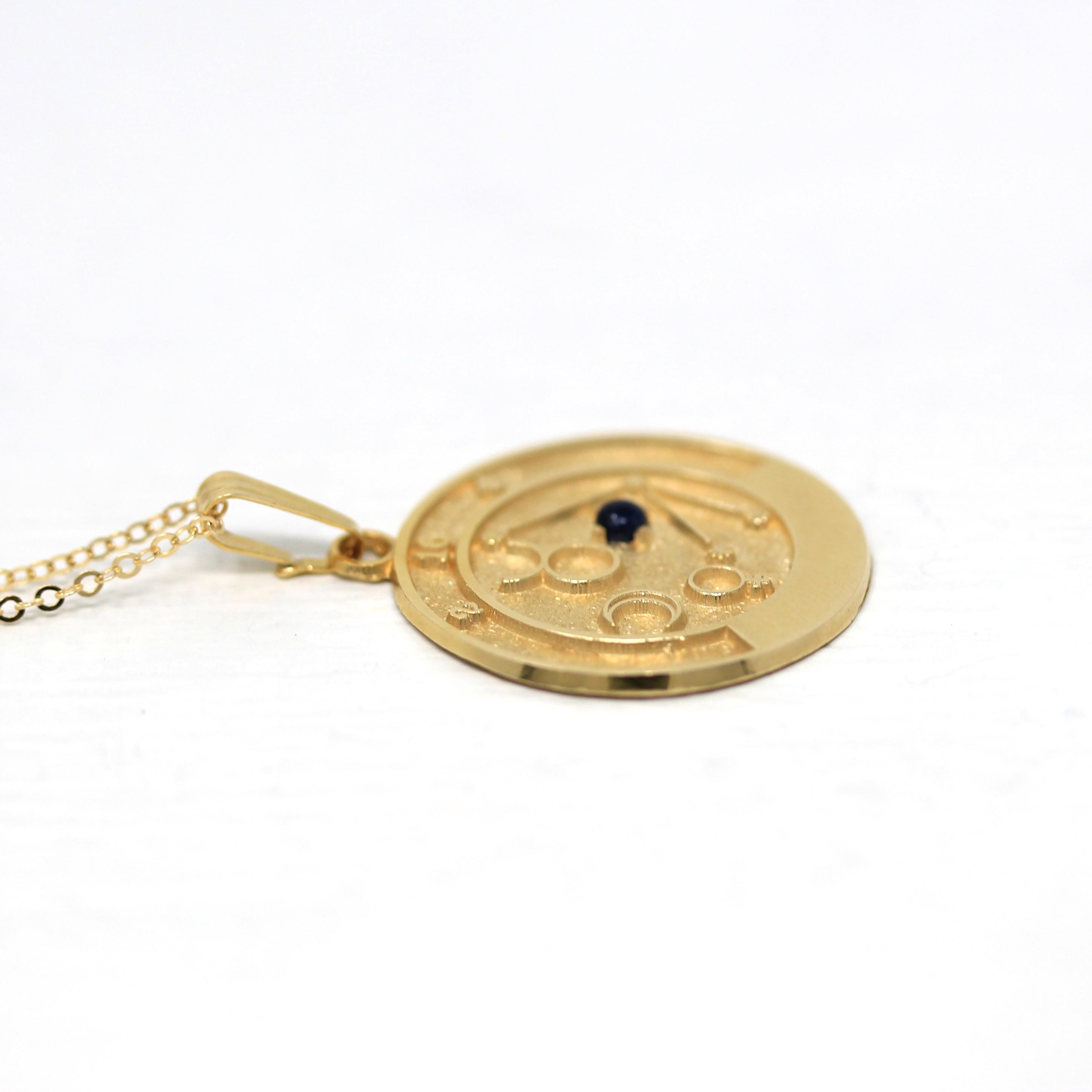 Vintage Taurus Pendant - Retro 14k Yellow Gold Astrological Zodiac Gemstone Talisman Charm - Circa 50s Roberts & Belk Fine Symbolic Jewelry