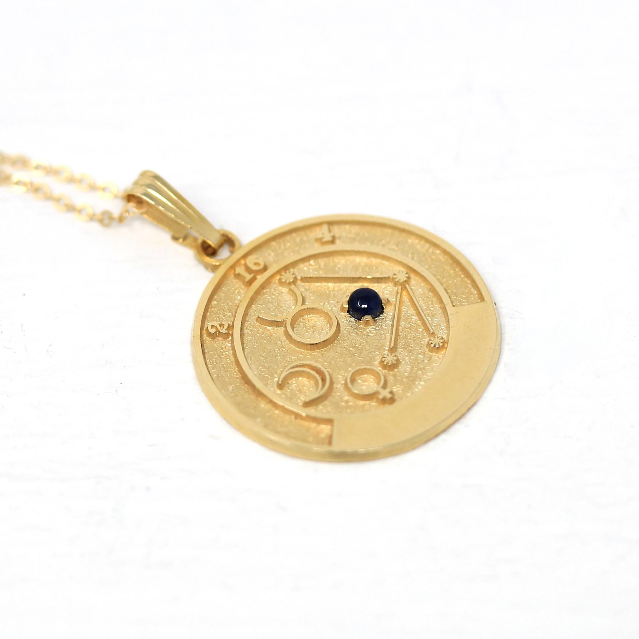 Vintage Taurus Pendant - Retro 14k Yellow Gold Astrological Zodiac Gemstone Talisman Charm - Circa 50s Roberts & Belk Fine Symbolic Jewelry