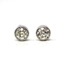 Antique Diamond Earrings - Custom 14k White Gold 2.03 CTW M Color VS2 Clarity Natural Old European Cuts - Bezel Stud Fine Diamond Jewelry