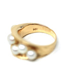 Retro Cultured Pearl Ring - Vintage 14k Yellow Gold Genuine Gemstones - Circa 1970s Era Size 6 3/4 June Birthstone Fine Statement Jewelry