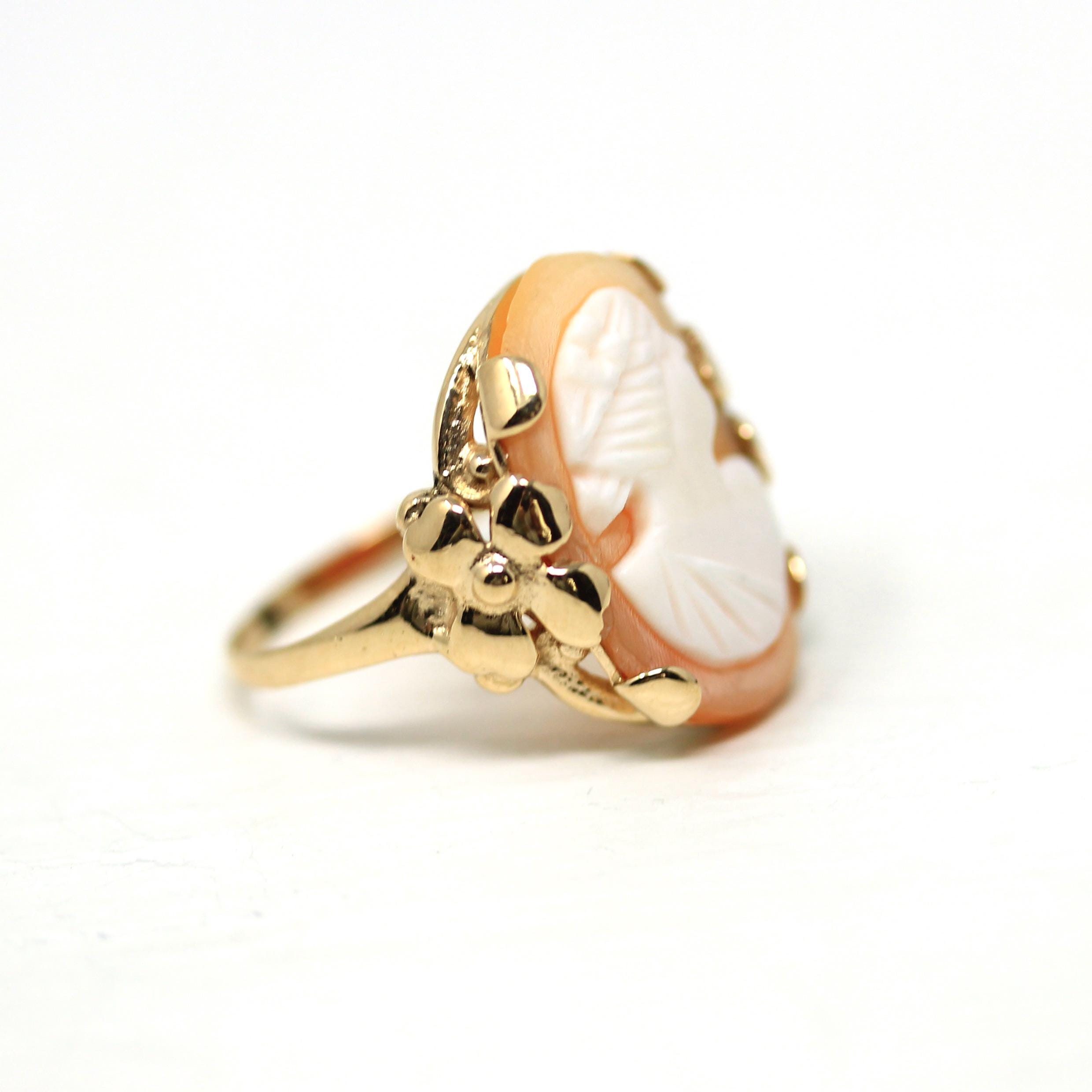 アクセサリー LONDON vintage cameo ring Vintage Cameo Ring 14K Yellow Gold Oval Cameo Bezel Set Size 6.75