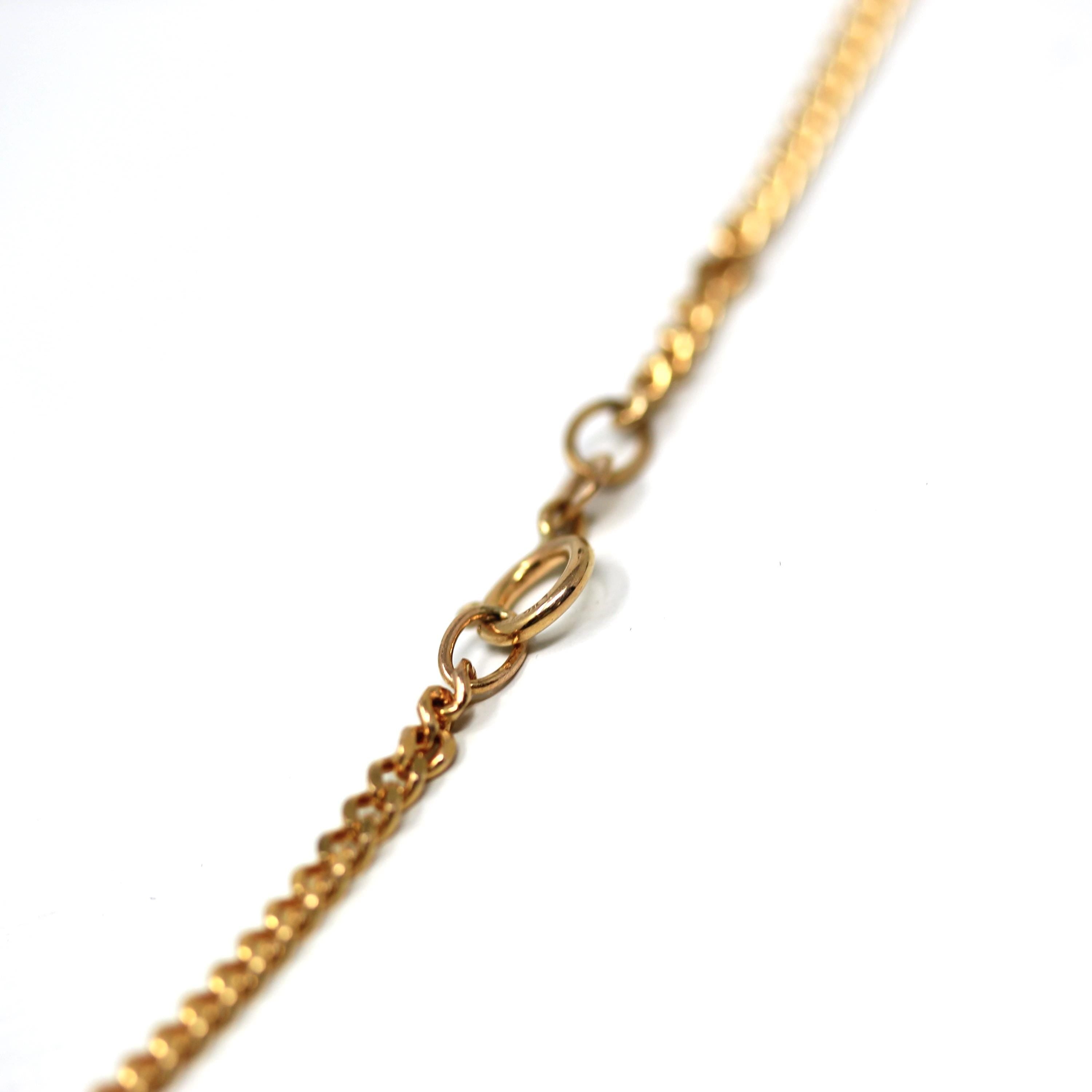 Modern Curb Chain - Estate 9k Rosy Yellow Gold Plain Link Necklace - 23 Inch Stacking Accessory English Hallmarks Contemporary Fine Jewelry