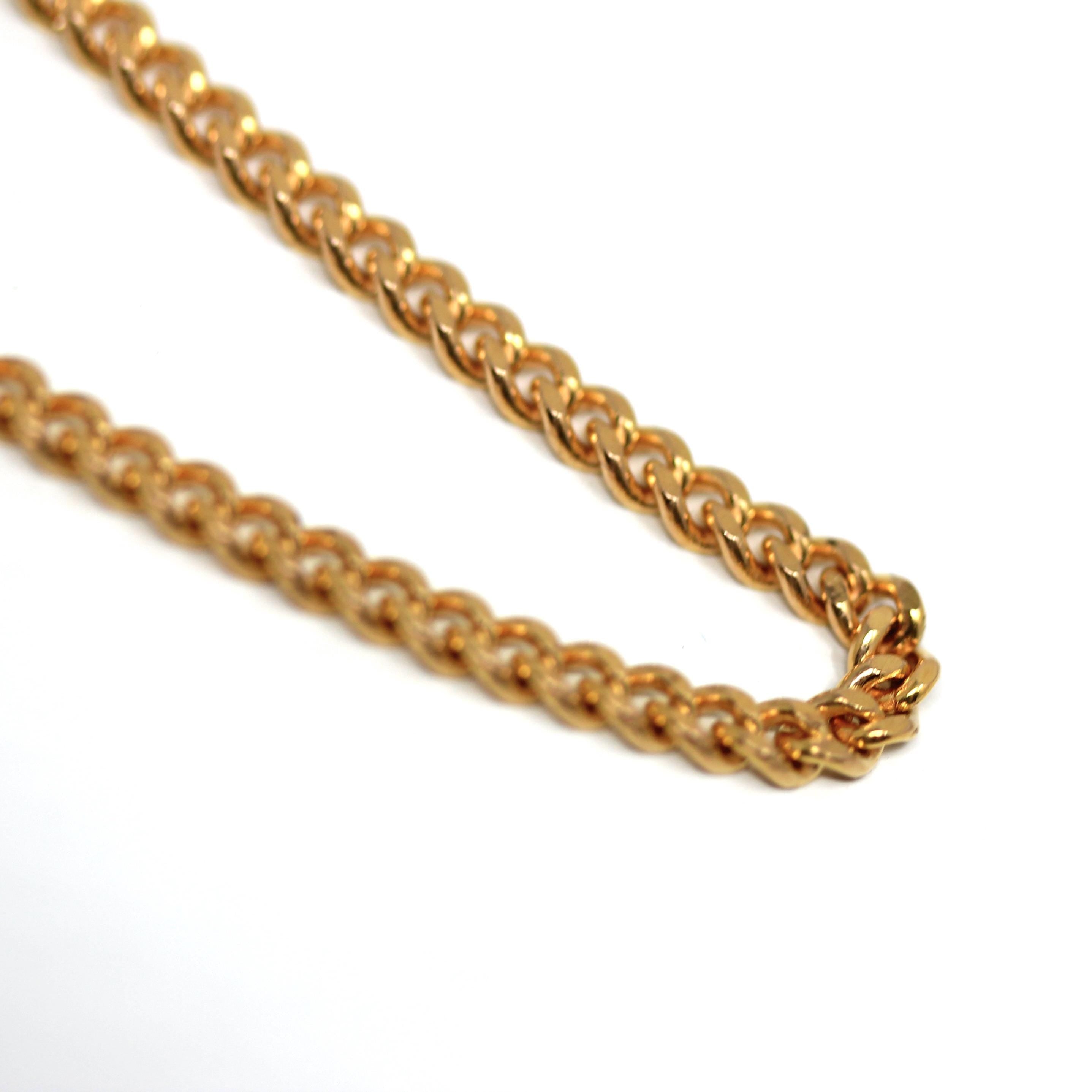Modern Curb Chain - Estate 9k Rosy Yellow Gold Plain Link Necklace - 23 Inch Stacking Accessory English Hallmarks Contemporary Fine Jewelry