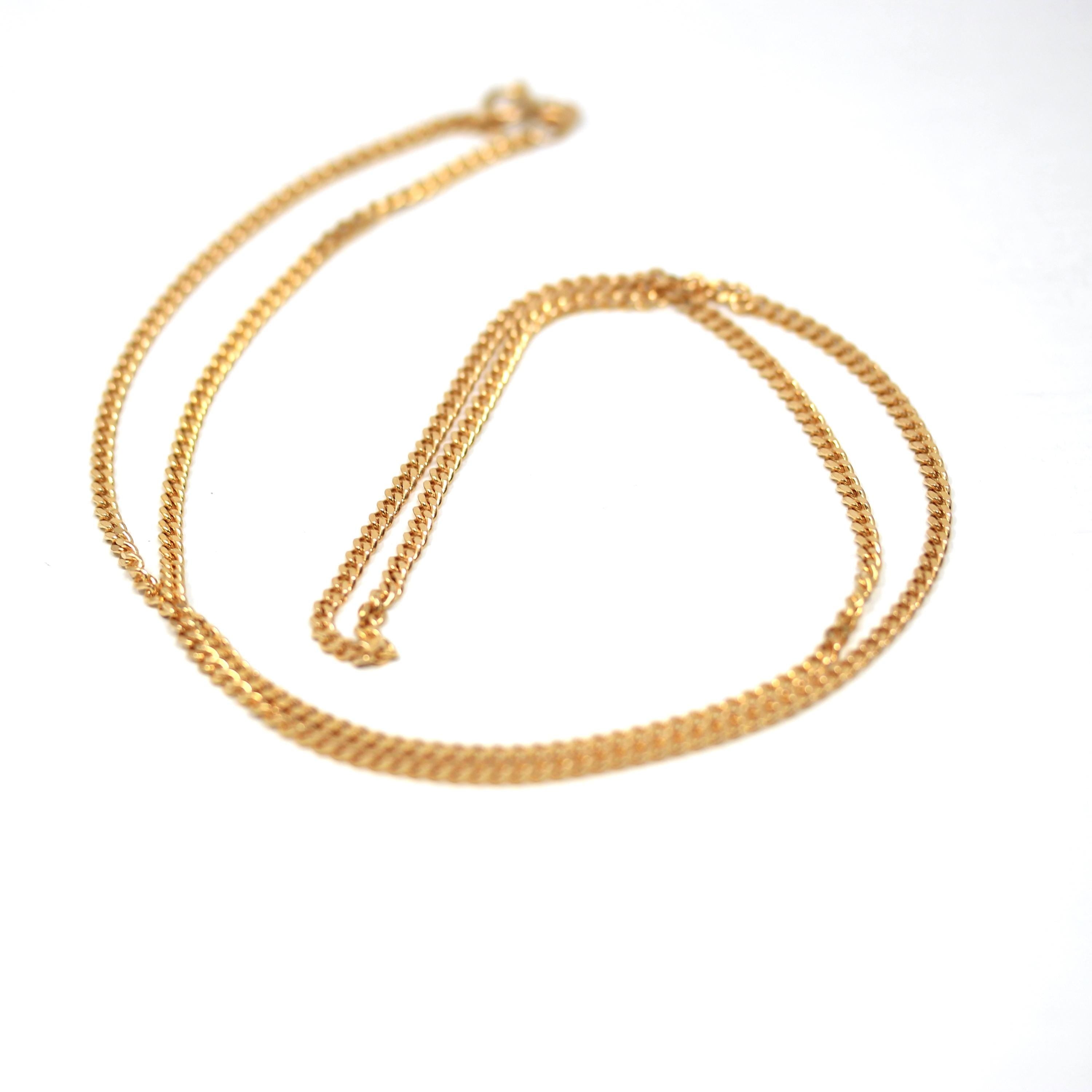 Modern Curb Chain - Estate 9k Rosy Yellow Gold Plain Link Necklace - 23 Inch Stacking Accessory English Hallmarks Contemporary Fine Jewelry