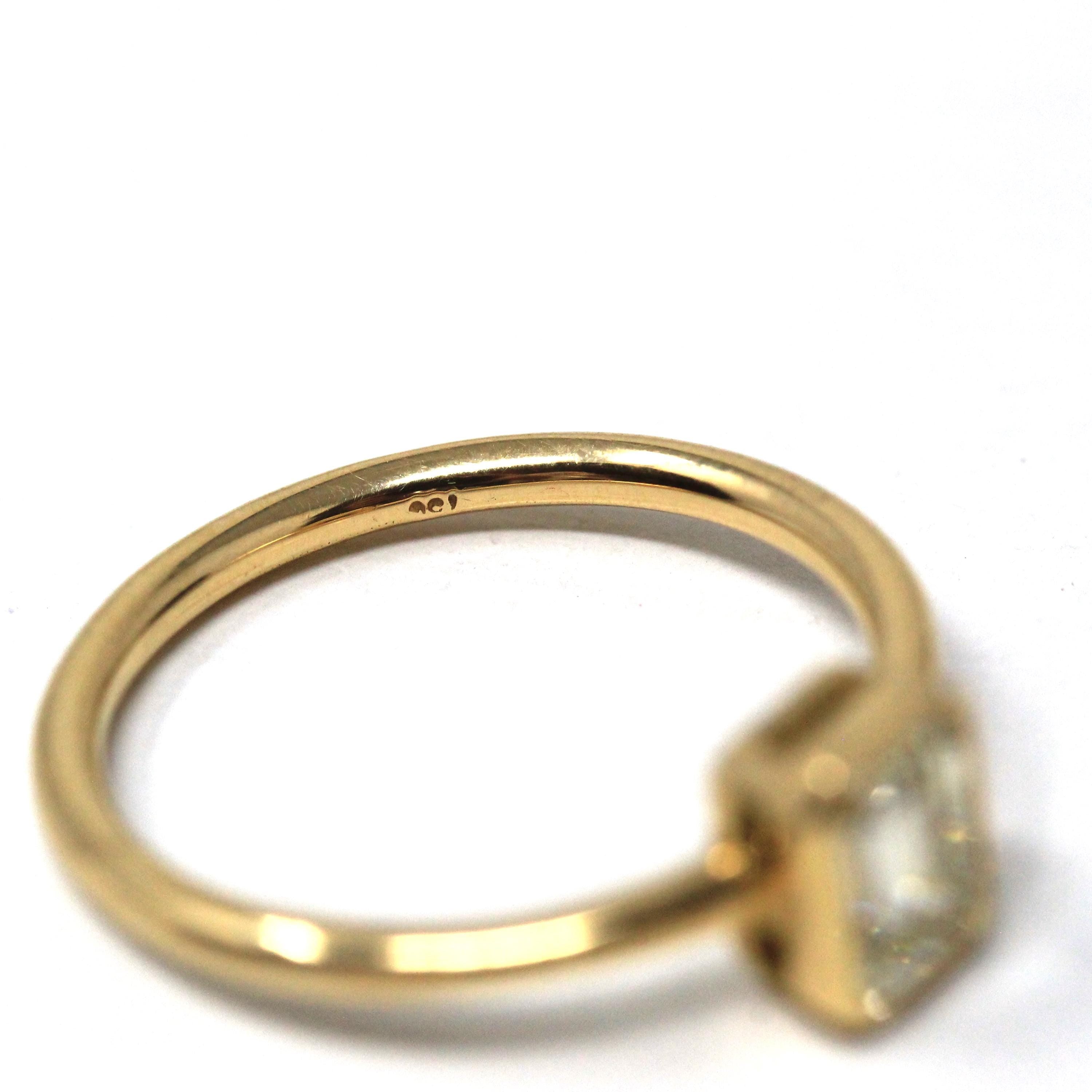 0.87 ct Emerald Cut Diamond Engagement Ring - 18k Yellow Gold Bezel Set Vintage Recycled Gem - Size 6 1/4 Fine Bridal Classic Fine Jewelry