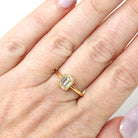 0.87 ct Emerald Cut Diamond Engagement Ring - 18k Yellow Gold Bezel Set Vintage Recycled Gem - Size 6 1/4 Fine Bridal Classic Fine Jewelry