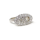 Mid Century Cluster Ring - Vintage 14k White Gold Natural Diamond Gemstone Band - Circa 1950s Size 7 3/4 Princess Anniversary Fine Jewelry