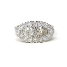 Mid Century Cluster Ring - Vintage 14k White Gold Natural Diamond Gemstone Band - Circa 1950s Size 7 3/4 Princess Anniversary Fine Jewelry