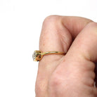 East-to-West Diamond Ring - 18k Yellow Gold Bezel Set Fancy Warm Light Yellow Oval Faceted Gemstone - Modern Size 6 Fine Jewelry W/ Report