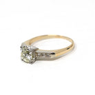 Mid Century Engagement Ring - 14k Yellow Gold & Platinum 1.28 CTW Natural Diamond - Vintage Circa 1940s Size 6 1/2 Engagement Report Jewelry