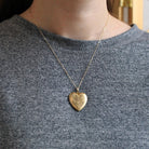 Bird Heart Locket - Retro Gold Filled Heart Shaped Floral Pendant Love Necklace - Vintage Circa 1940s Era Keepsake Flower Photo 40s Jewelry