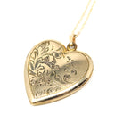 Bird Heart Locket - Retro Gold Filled Heart Shaped Floral Pendant Love Necklace - Vintage Circa 1940s Era Keepsake Flower Photo 40s Jewelry
