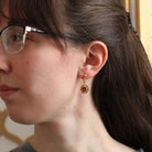 Retro Citrine Earrings - Vintage 22k Yellow Gold Pierced Push Back Dangle Dark Orange .67 CT Gems - Circa 1970s Era Fine Statement Jewelry