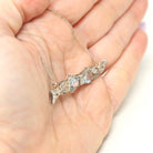 Aquamarine Bow Necklace - Art Deco 14k White Gold Filigree .06 CT Diamond Pin Conversion Bar Pendant - Vintage Circa 1930s Era Fine Jewelry