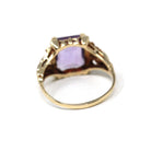 Vintage Amethyst Ring - Retro 10k Yellow & Rose Gold Natural Purple Faceted Gemstone - Circa 1940s Era Size 7 1/2 Two Tone Fine 40s Jewelry