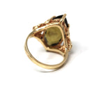 Vintage Quartz Ring - Retro 10k Yellow Gold Marquise Cut Natural Brown Faceted Gemstone - Circa 1970s Size 5 Flower Trubrite Fine Jewelry