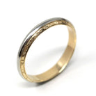 Vintage Wedding Band - Mid Century Era 14k Yellow & White Gold Unisex Two Tone Ring - Circa 1950s Retro Size 12 Men's Unisex Fine Jewelry