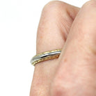 Vintage Wedding Band - Mid Century Era 14k Yellow & White Gold Unisex Two Tone Ring - Circa 1950s Retro Size 12 Men's Unisex Fine Jewelry