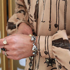 Vintage Leaf Bracelet - Retro Sterling Silver Berries Nature Inspired Panels Statement - Circa 1960s Era Fashion Accessory 60s Jewelry