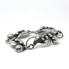 Vintage Leaf Bracelet - Retro Sterling Silver Berries Nature Inspired Panels Statement - Circa 1960s Era Fashion Accessory 60s Jewelry